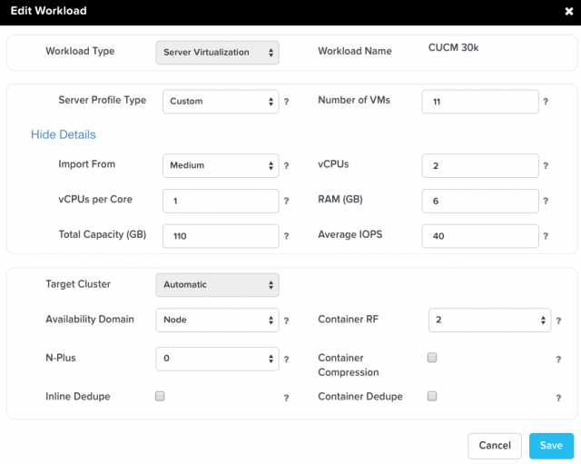 CUCM Custom Workload