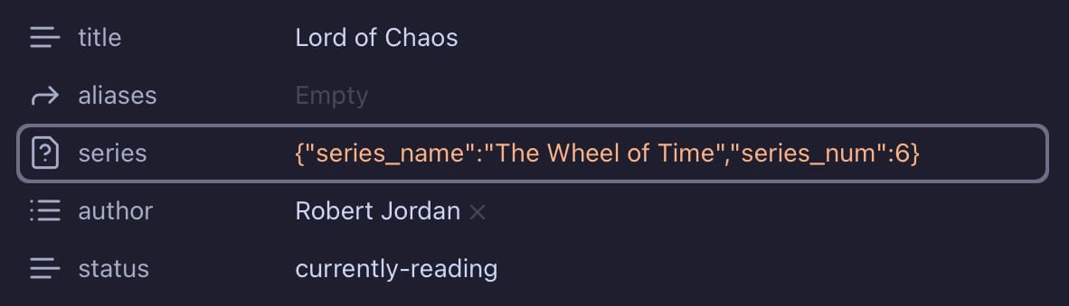 Obsidian Properties showing nested YAML frontmatter